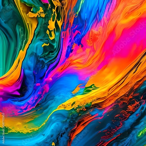 abstract colorful background with liquid paint created using generative AI 