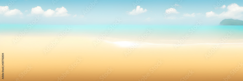 Summer tropical beach, drawing, summer background, panoramic view