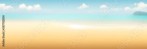 Summer tropical beach  drawing  summer background  panoramic view