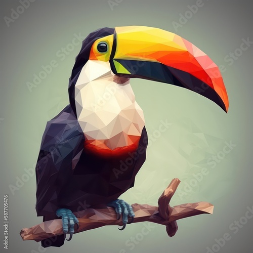 wild toucan presenting his beak