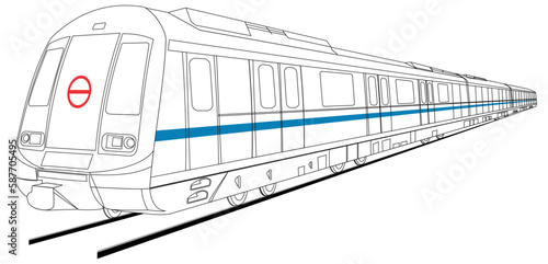 illustration of Delhi Metro Train lineart concept