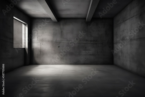 Abandoned and austere concrete room with no objects  empty room interior  Generative AI