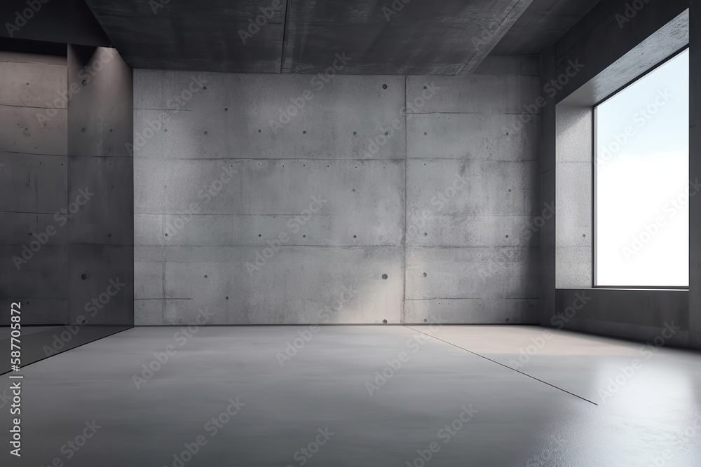 Abandoned and empty concrete interior with no accessories and furnishings, empty room interior, Generative AI Abandoned and empty concrete interior with no accessories and furnishings, empty room interior, Generative AI