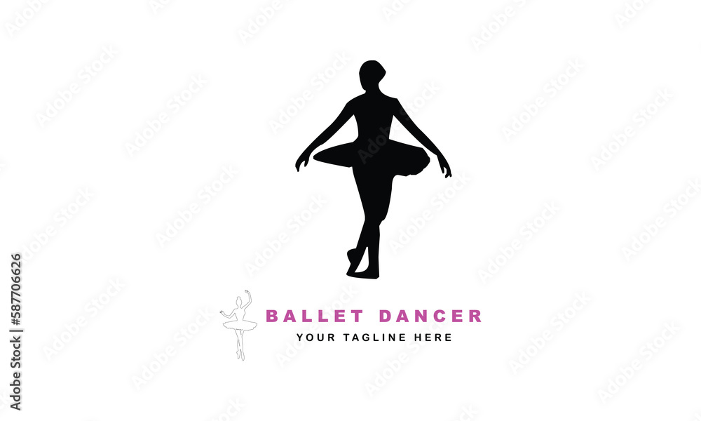 Logo For A Ballet Or Dance Studio Silhouette Of A Babe Girl Dancer Logo For Posters Banners