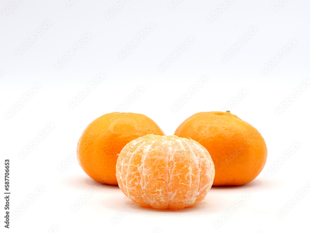 tangerines close-up on a white background tangerines close-up on a white background