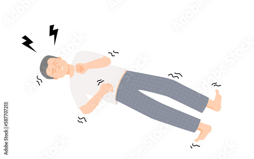 Isolated of a man with epileptic seizure, Hand draw flat vector illustration.	
