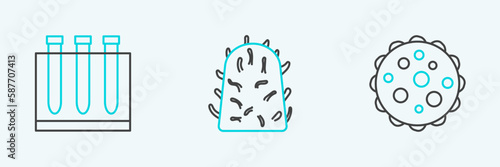Set line Virus, Blood test and virus and Rabies icon. Vector