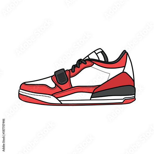 Sneakers Design with Side angle. Sport shoes . Draft. Flat design. Vector illustration. Sneakers in a flat style. Side view sneakers. Fashion sneakers.