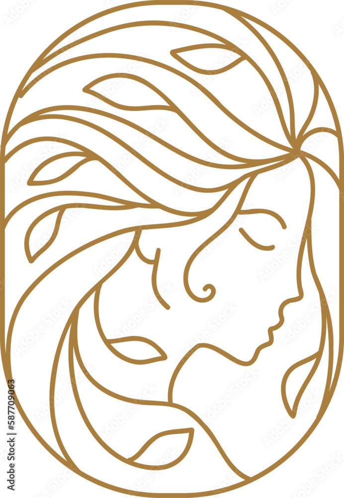 linear transparent template logo symbols with female silhouette on nude background linear transparent template logo symbols with female silhouette on nude background