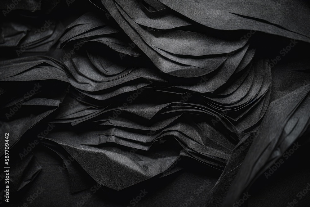stack of black paper on a table. Generative AI stack of black paper on a table. Generative AI