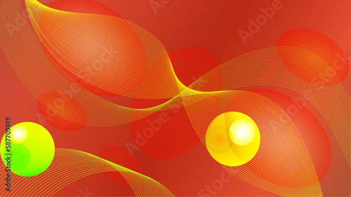 Glowing lines yellow-red color abstract background