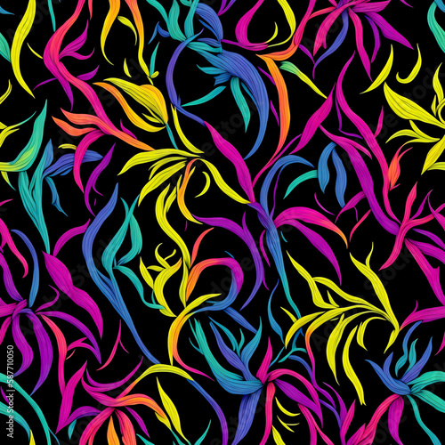 Seamless pattern colorful floral vines, AI art, digital arts