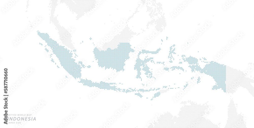 インドネシアを中心とした、青いドットマップ。　大サイズ。
