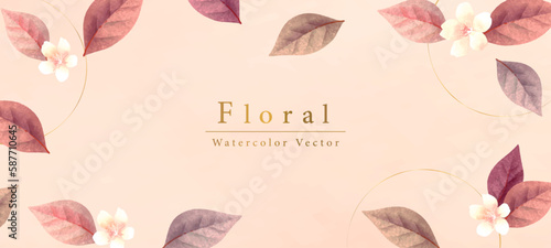 豪華でエレガントなボタニカルの水彩画の手描きの花、ベクターイラスト、壁紙、バナー、挨拶状、招待状