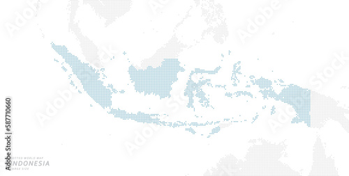 インドネシアを中心とした、青いドットマップ。 大サイズ。