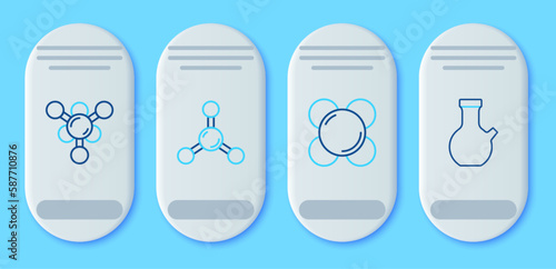 Set line Molecule, and Test tube icon. Vector