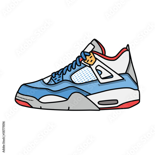 Sneakers Design with Side angle. Sport shoes . Draft. Flat design. Vector illustration. Sneakers in a flat style. Side view sneakers. Fashion sneakers.