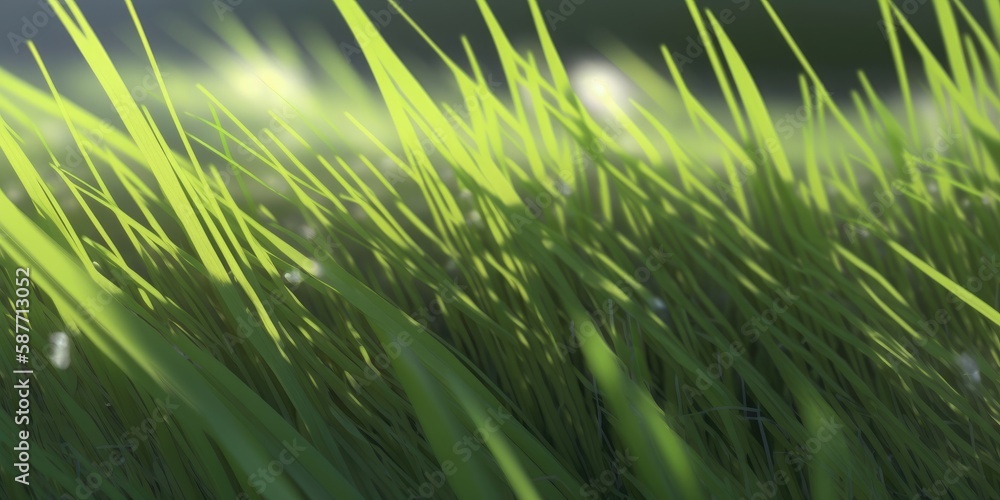 Green grass nature field closeup backlit by golden sunlight with sun rays. Natural spring grass on blurred bokeh background. Green grass nature field closeup backlit by golden sunlight with sun rays. Natural spring grass on blurred bokeh background.