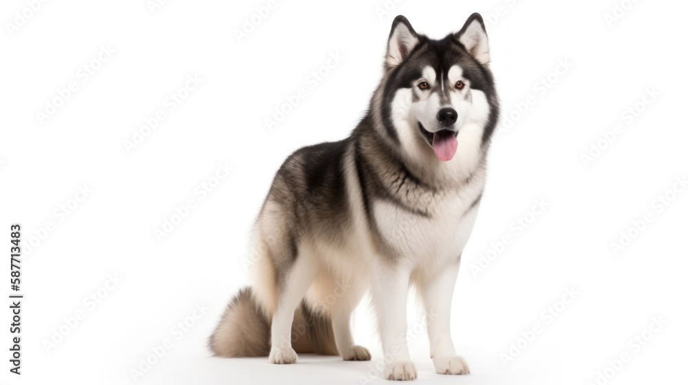 animal on the white Background dog Alaskan Malamute generative ai