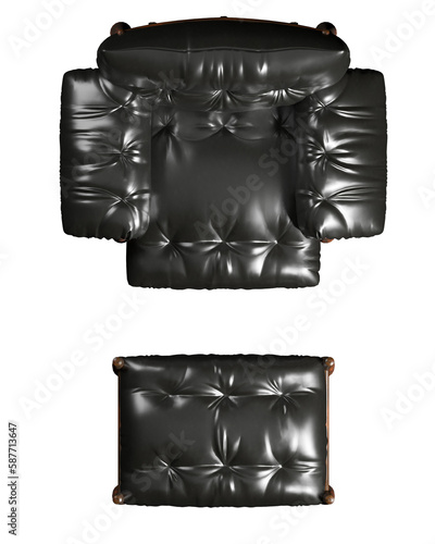 Top view of leather armchair with ottoman photo