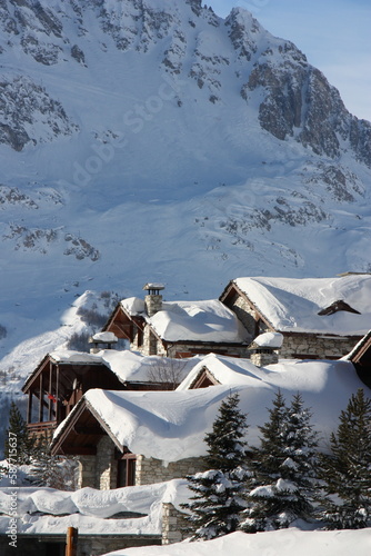 Hameau Fornet à Val-d'Isère en hiver. France