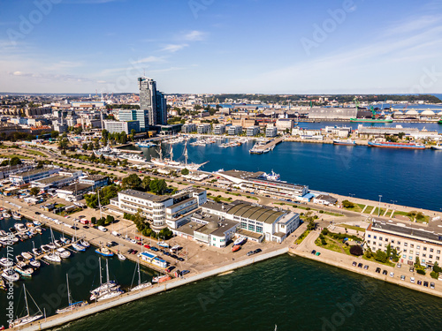 Aerial view of the Port of Gdynia on a sunny,summer day.