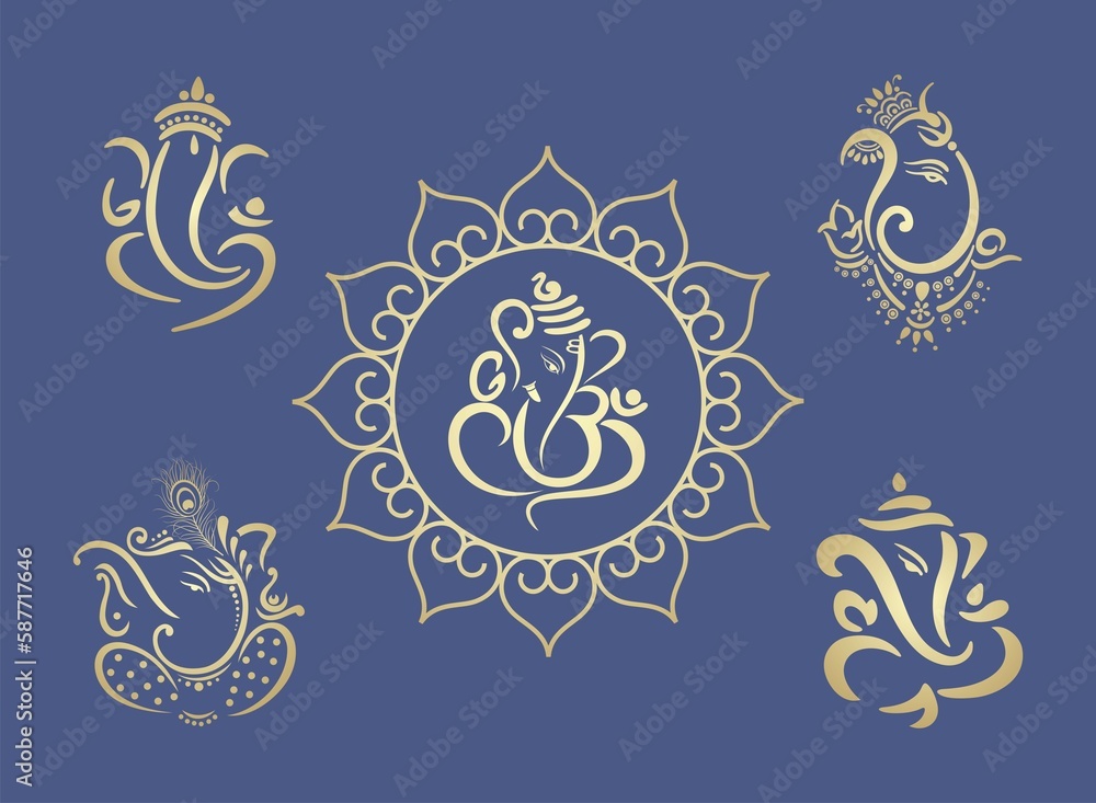 Ganesha, Aum, Hindu wedding card, Diwali, India	