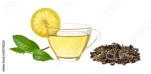 glass of lemon tea on transparent png photo