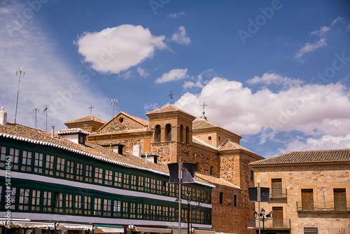 Closed balconies (Galleries) in the main square of Almagro (Spain) photo