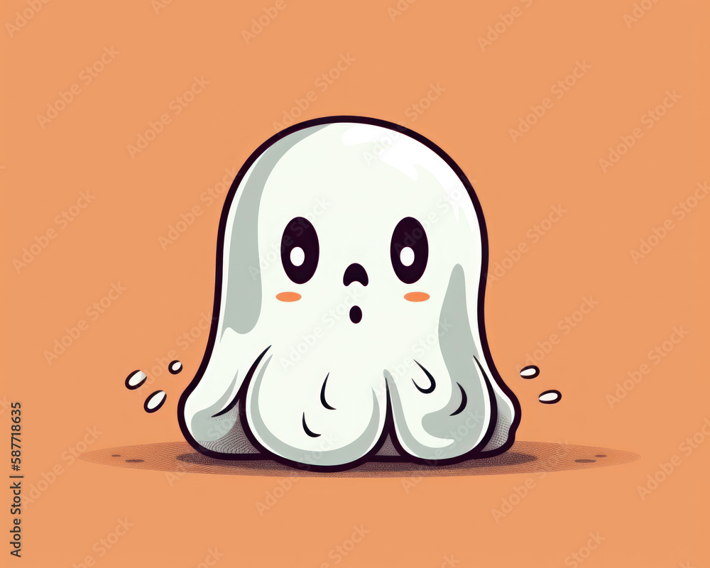 Fototapeta premium Cute ghost cartoon vector illustration. Cute halloween ghost character.