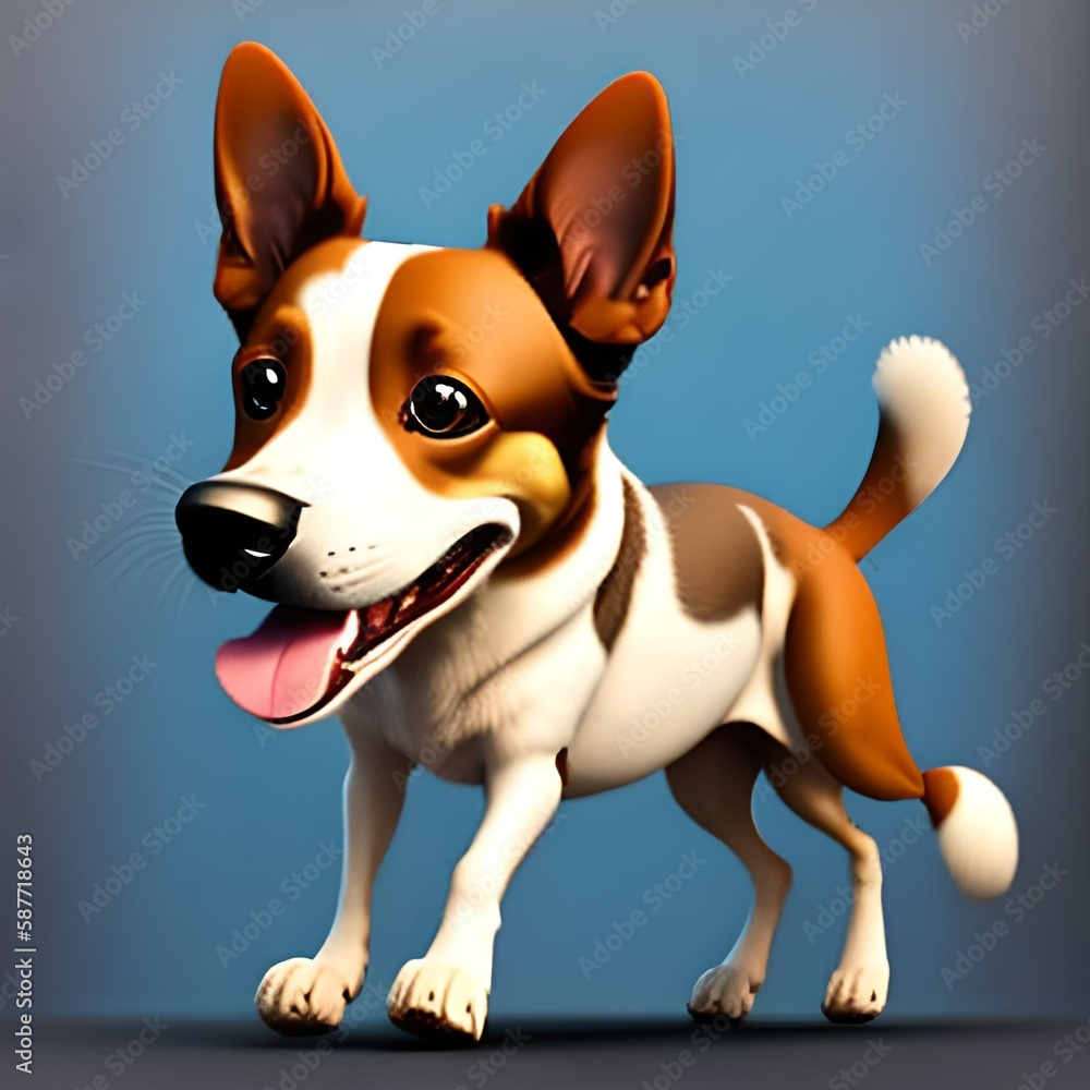 Generative AI cartoon cute dog illustration