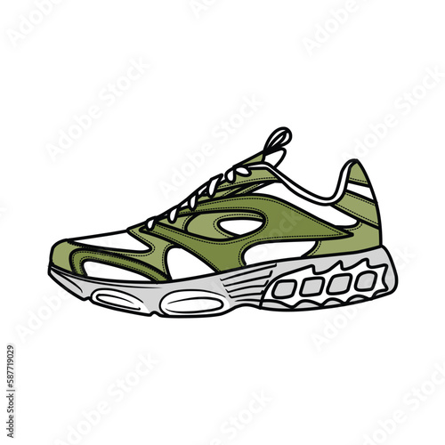 Sneakers Design with Side angle. Sport shoes . Draft. Flat design. Vector illustration. Sneakers in a flat style. Side view sneakers. Fashion sneakers.