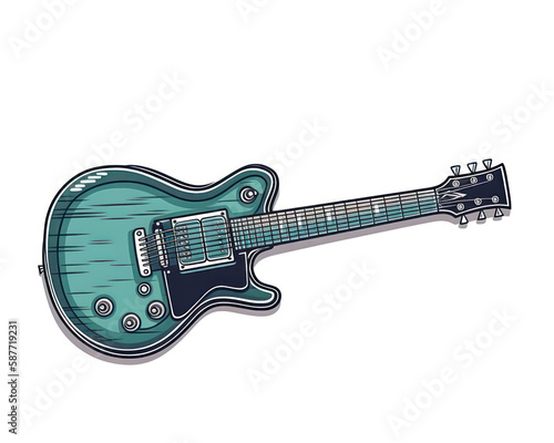 Electric guitar isolated on white background. Vector illustration in cartoon style.