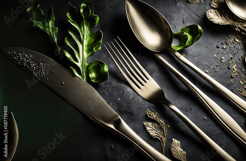 modern cutlery set banner perfect equipment for fine dining generative ai