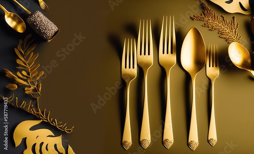 modern dining cutlery set banner perfect object for table setting generative ai