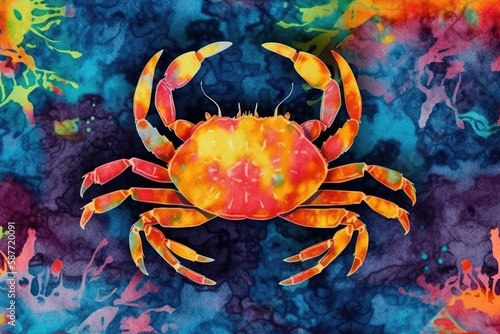 colorful crab against an abstract background. Generative AI photo