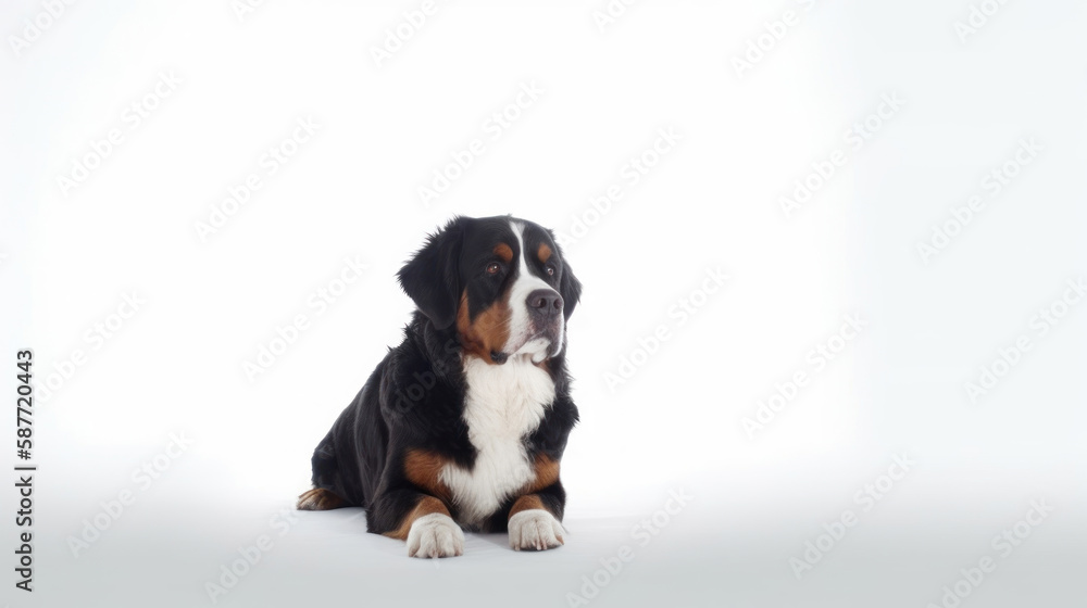 animal on the white Background dog Bernese mountain dog generative ai animal on the white Background dog Bernese mountain dog generative ai