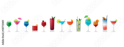 icone, bicchieri, cocktail