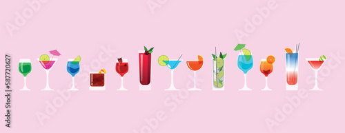 icone, bicchieri, cocktail