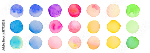 watercolor circle with many color set bundle. generative ai