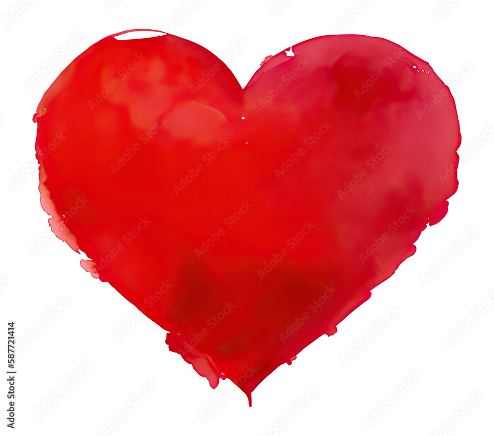 watercolor red love heart shape hand drawn. generative ai