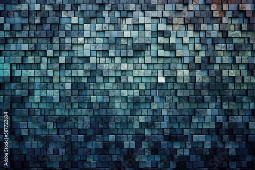 Colorful Wall with Various Shades of Blue. Generative AI