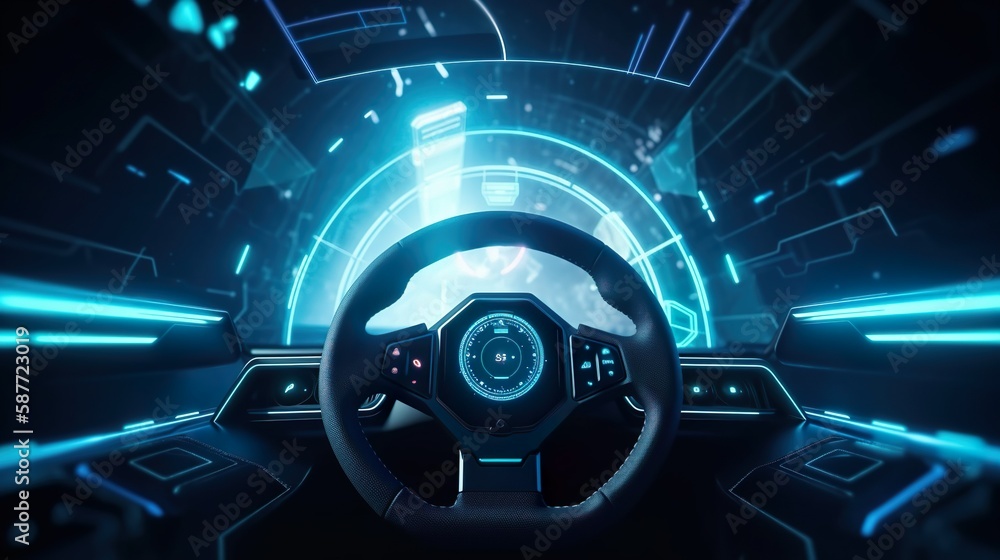 Game wheel, Racing controller, isolated on a modern lighting abstract background. Generated with artificial intelligence Game wheel, Racing controller, isolated on a modern lighting abstract background. Generated with artificial intelligence