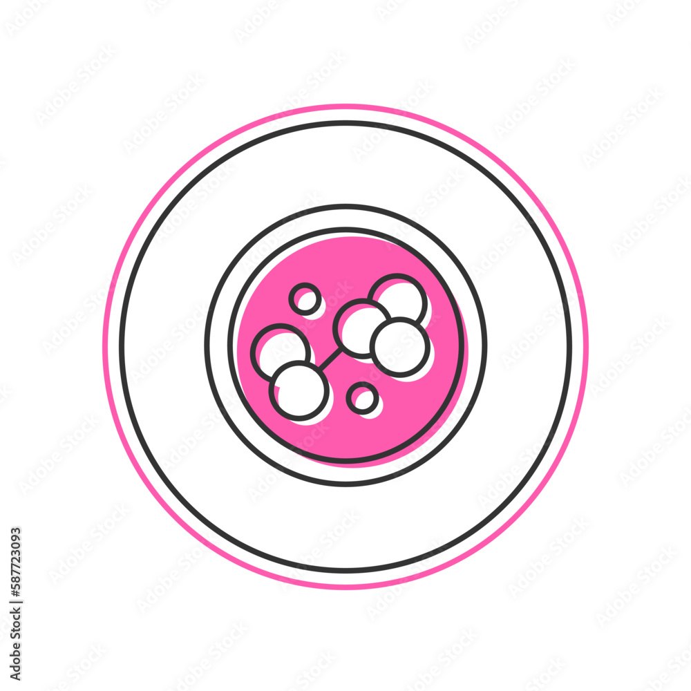 Filled outline Molecule icon isolated on white background. Structure of molecules in chemistry, science teachers innovative educational poster. Vector Filled outline Molecule icon isolated on white background. Structure of molecules in chemistry, science teachers innovative educational poster. Vector
