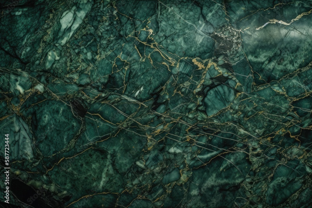 green marble slab with intricate gold veining. Generative AI
