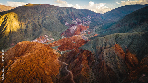 Purmamarca Jujuy Argentina Aerial View The Hill of Seven Colors Cerro Siete Colores photo