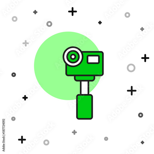 Filled outline Action extreme camera icon isolated on white background. Video camera equipment for filming extreme sports. Vector