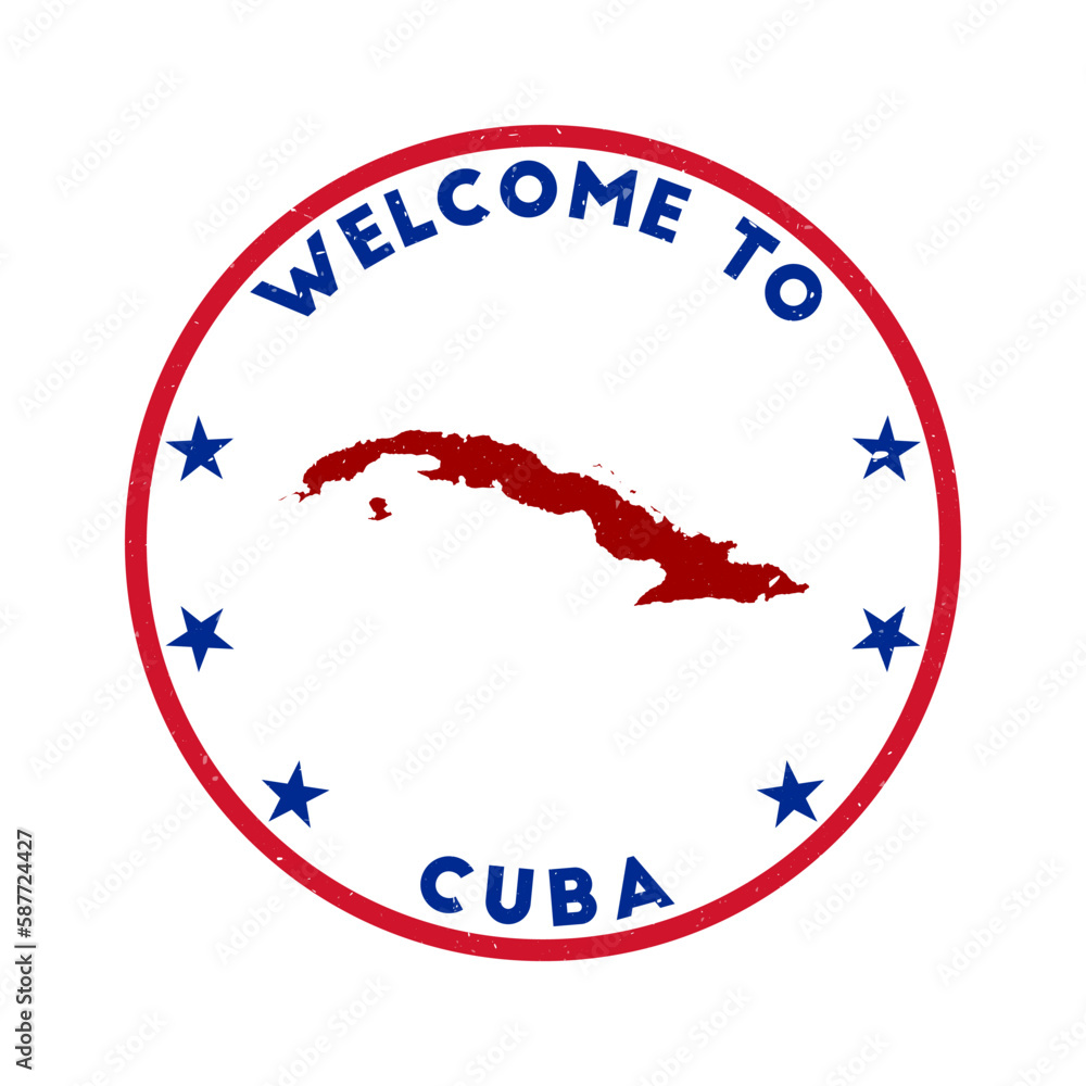 Welcome to Cuba stamp. Grunge country round stamp with texture in Lost in Heaven color theme. Vintage style geometric Cuba seal. Modern vector illustration. Welcome to Cuba stamp. Grunge country round stamp with texture in Lost in Heaven color theme. Vintage style geometric Cuba seal. Modern vector illustration.