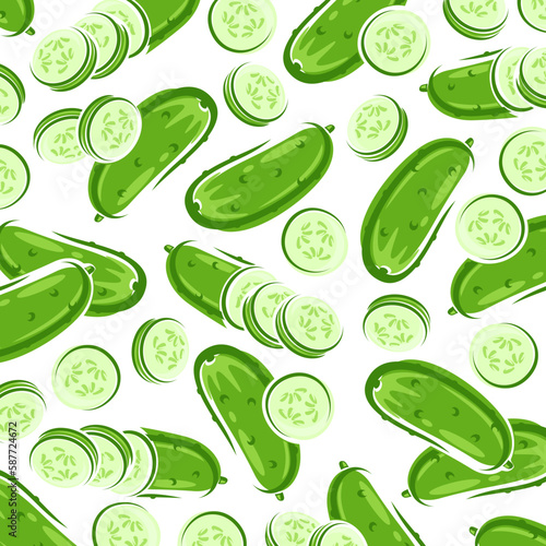 Cucumbers pattern background set. Collection icon cucumber. Vector