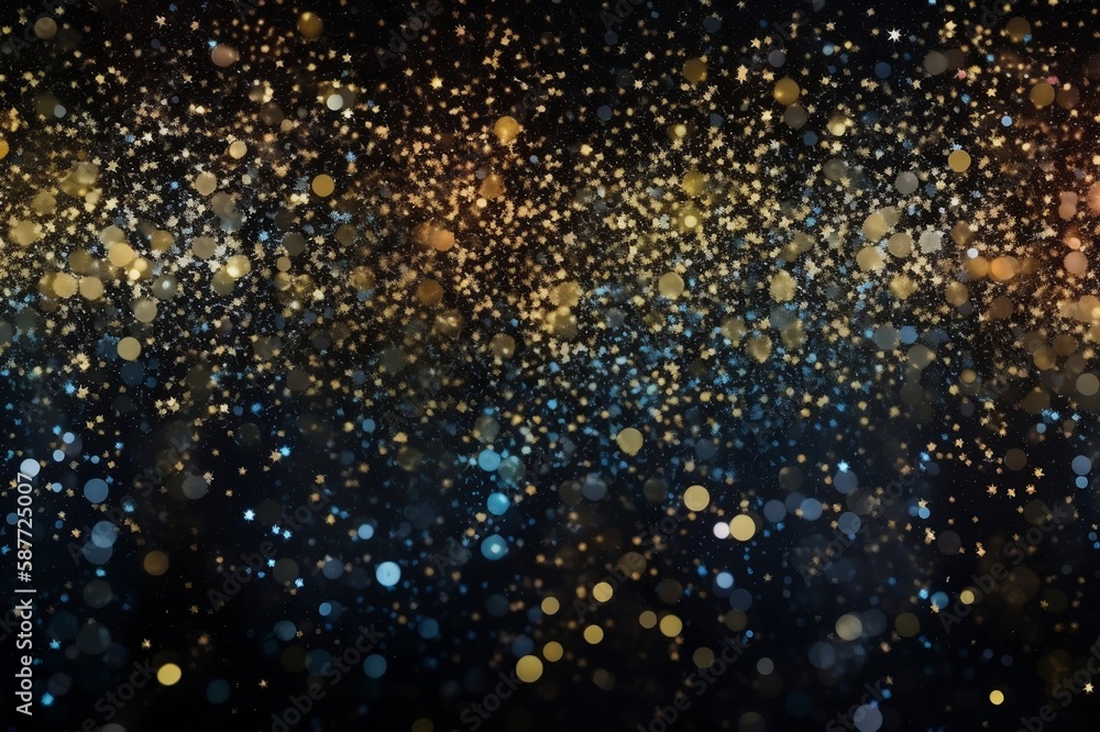 abstract light background blue and gold sequins - obrazy, fototapety, plakaty 
